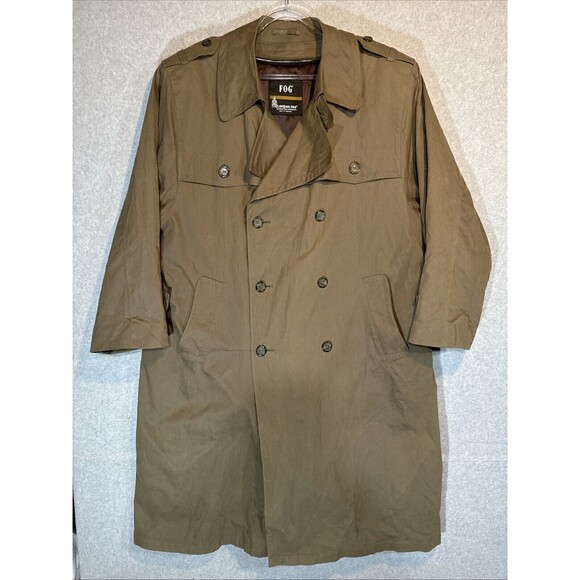 London Fog Trench Coat Men's 46 R Zip-out‎ Thinsulate lining Dark Olive - Picture 1 of 13